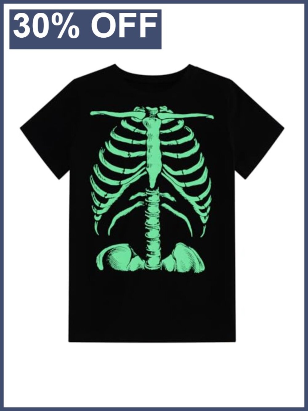 Boys Glow in Dark Skeleton Halloween T-Shirt Ages 4-14